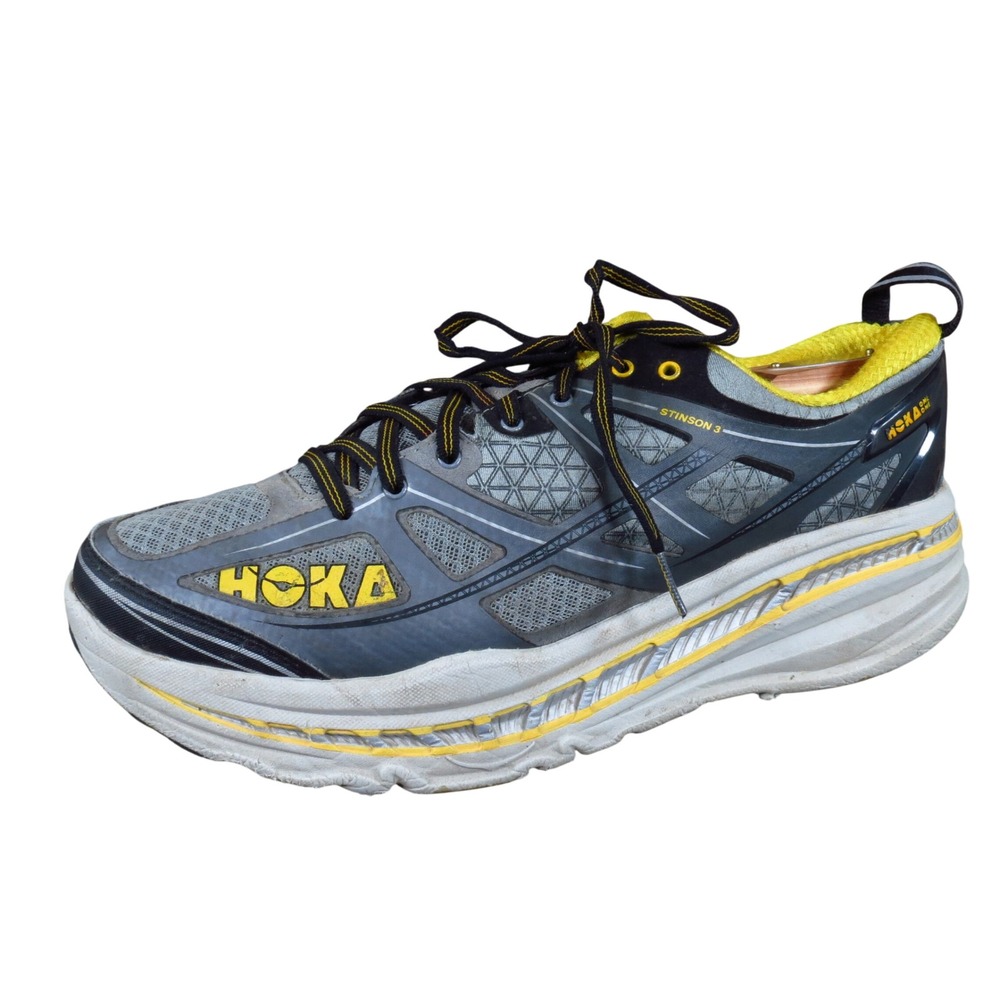 Hoka One One Stinson 3 ATR Mens Trail Running Shoes Size 11 Trail Grey Yellow